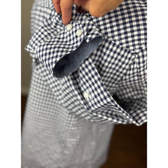 NEW Tommy Hilfiger Womens Navy White Gingham Button Down Shirt Blouse Top Size M - Picture 5 of 14